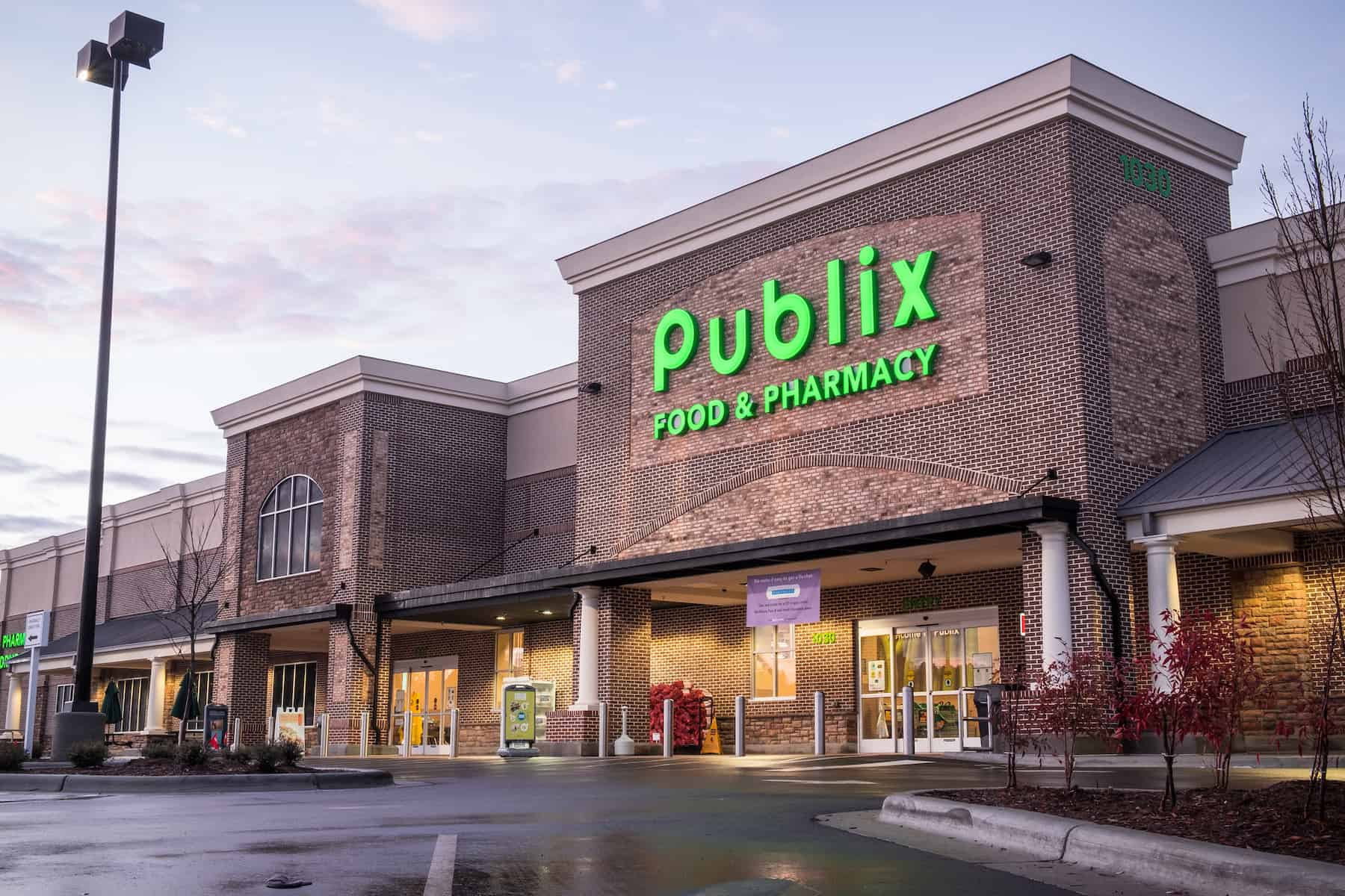 Publix, Wake Forest, NC side view at twilight