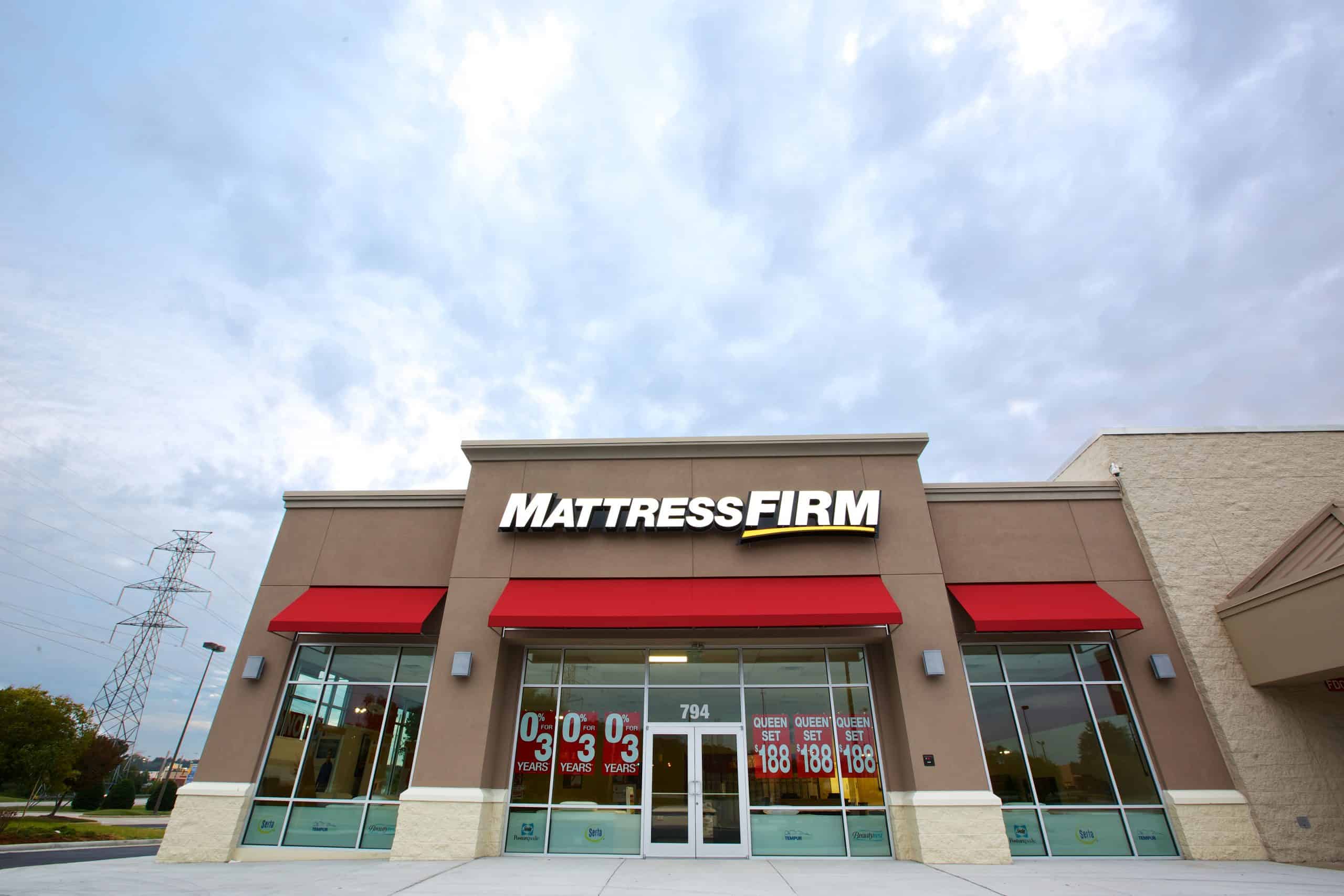 Outside view of Mattress Firm building in Rocky Mount, NC.